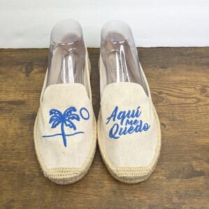 Soludos x Rosewood Mayakoba Espadrille Flats 10 Aqui Me Quedo Slip On Jute Shoes